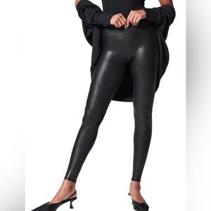 New SPANX Faux Leather Black Stretch Leggings Size Women’s Small